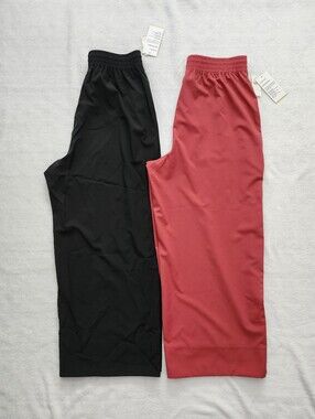 2 OLD NAVY Active StretchTech Wide Leg Pants Size Small Black Salmon Red NWT